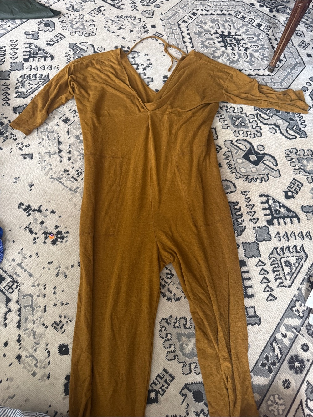 Free People Mustard Brown Long Sleeve Jumpsuit
